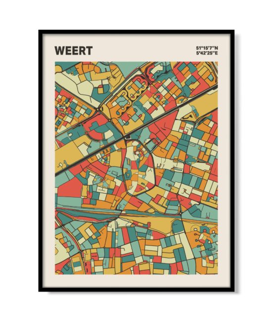 Plattegrond poster Licht Weert mozaiek stl 08 mockup lijst 05 | Funky Fellow