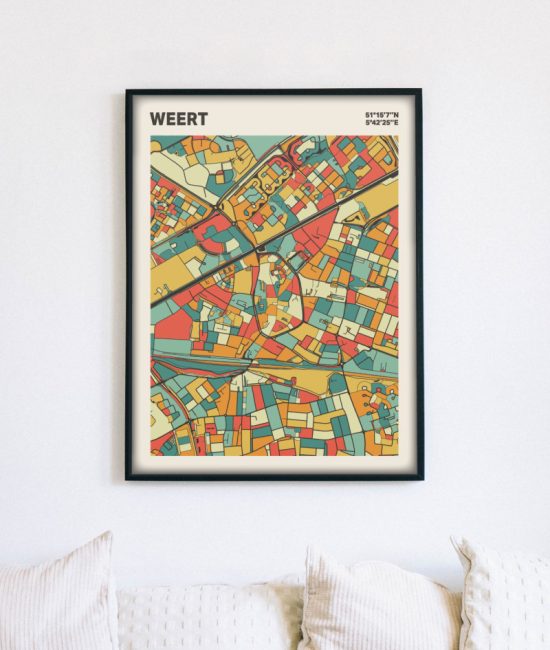 Plattegrond poster Licht Weert mozaiek stl 08 mockup lijst muur bank 02 | Funky Fellow