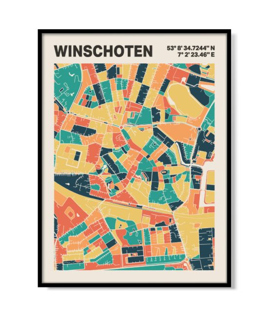 Plattegrond poster Licht Winschoten mozaiek stl 01 | Funky Fellow