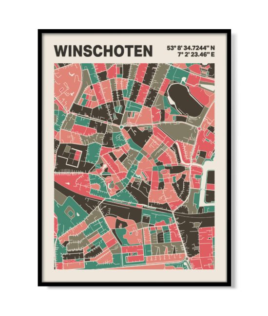 Plattegrond poster Licht Winschoten mozaiek stl 02 | Funky Fellow