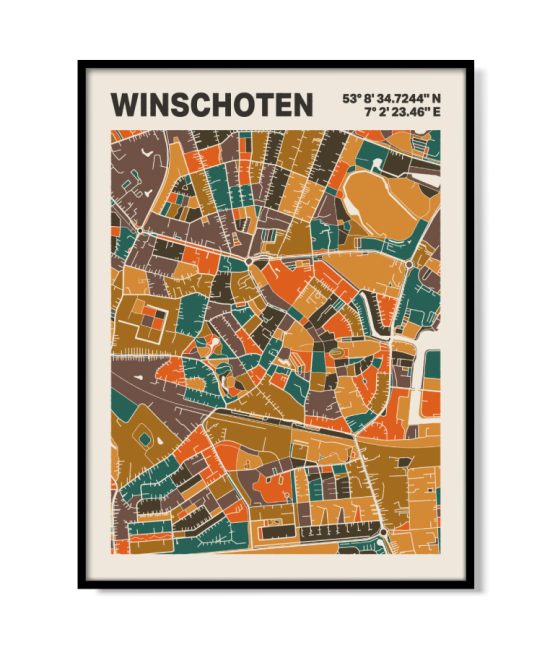 Plattegrond poster Licht Winschoten mozaiek stl 06 | Funky Fellow
