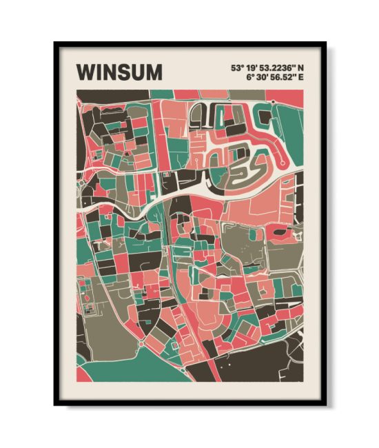 Plattegrond poster Licht Winsum mozaiek stl 02 | Funky Fellow