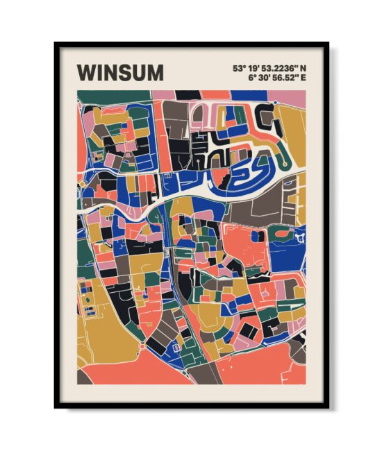 Plattegrond poster Licht Winsum mozaiek stl 05 | Funky Fellow