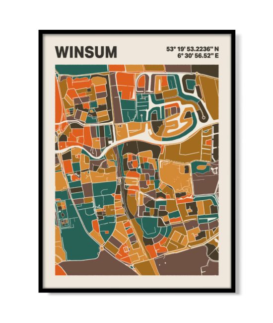 Plattegrond poster Licht Winsum mozaiek stl 06 | Funky Fellow