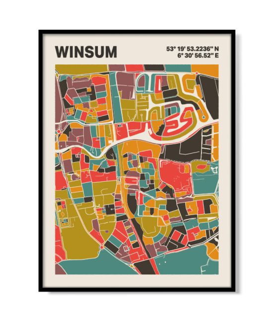 Plattegrond poster Licht Winsum mozaiek stl 07 | Funky Fellow
