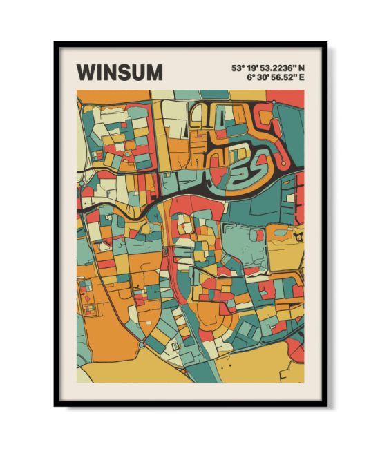 Plattegrond poster Licht Winsum mozaiek stl 08 | Funky Fellow