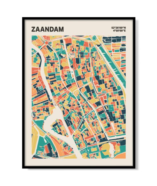 Plattegrond poster Licht Zaandam mozaiek stl 01 mockup lijst 05 | Funky Fellow
