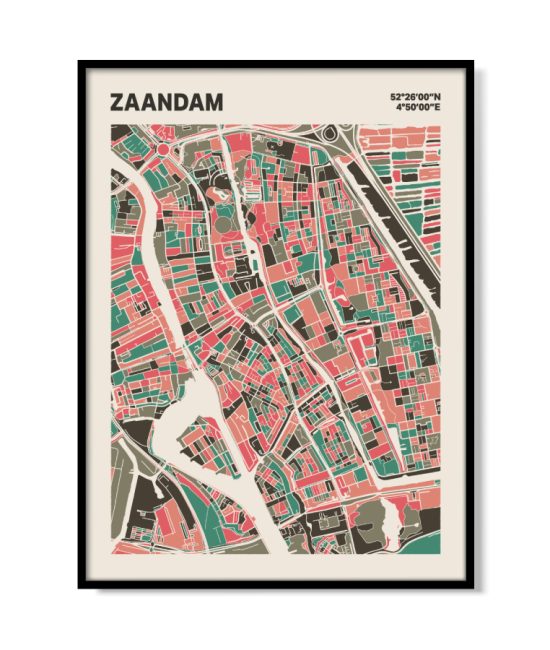 Plattegrond poster Licht Zaandam mozaiek stl 02 mockup lijst 05 | Funky Fellow