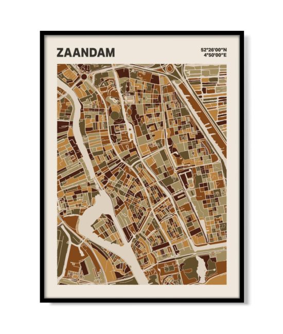 Plattegrond poster Licht Zaandam mozaiek stl 03 mockup lijst 05 | Funky Fellow