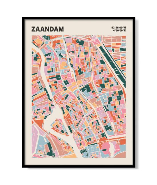 Plattegrond poster Licht Zaandam mozaiek stl 04 mockup lijst 05 | Funky Fellow