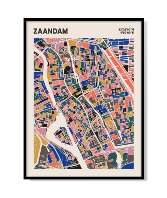 Plattegrond poster Licht Zaandam mozaiek stl 05 mockup lijst 05 | Funky Fellow