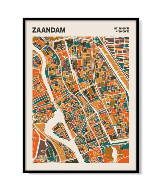 Plattegrond poster Licht Zaandam mozaiek stl 06 mockup lijst 05 | Funky Fellow