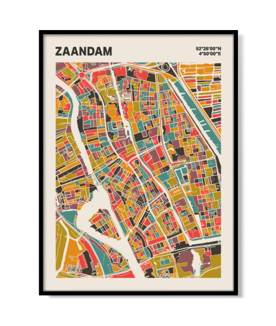 Plattegrond poster Licht Zaandam mozaiek stl 07 mockup lijst 05 | Funky Fellow