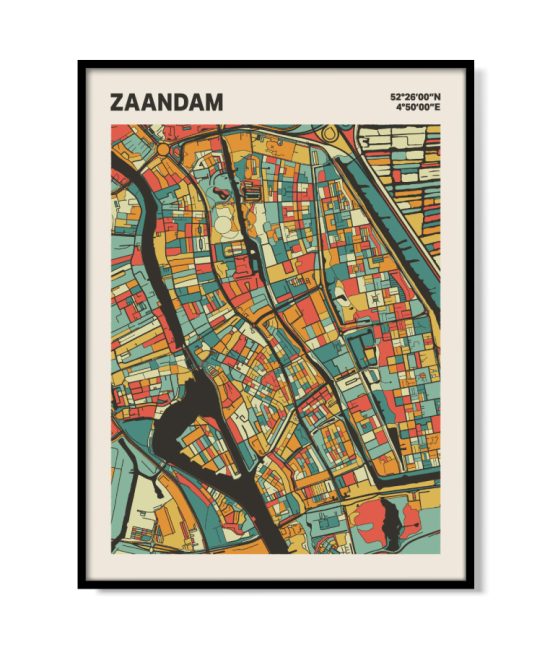 Plattegrond poster Licht Zaandam mozaiek stl 08 mockup lijst 05 | Funky Fellow