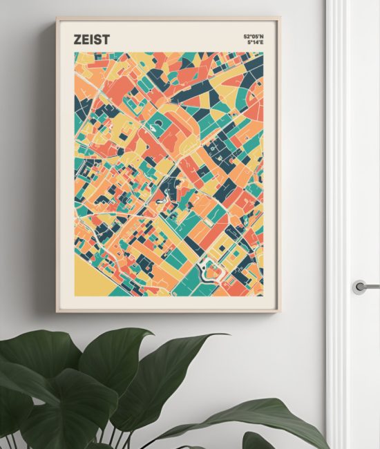 Plattegrond poster Licht Zeist mozaiek stl 01 Mockup muur plant lijst 04 | Funky Fellow