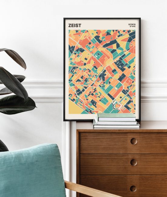 Plattegrond poster Licht Zeist mozaiek stl 01 Mockup stoel kast lijst 03 | Funky Fellow