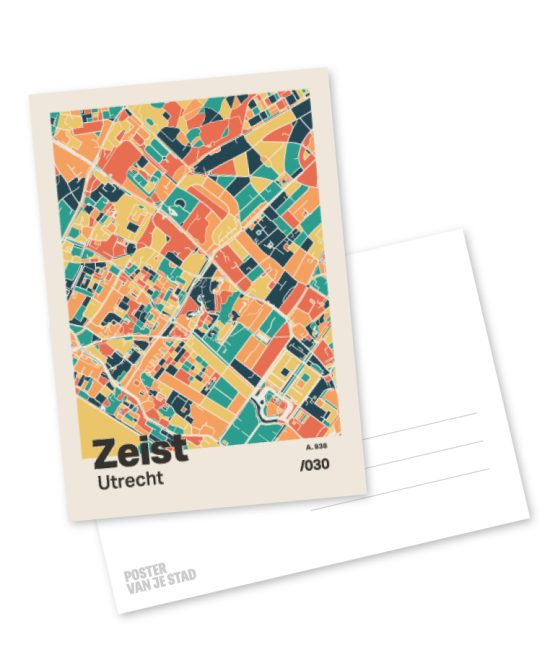 Plattegrond poster Licht Zeist mozaiek stl 01 mockup A6 schaduw voor en achter | Funky Fellow