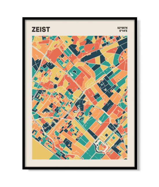 Plattegrond poster Licht Zeist mozaiek stl 01 mockup lijst 05 | Funky Fellow
