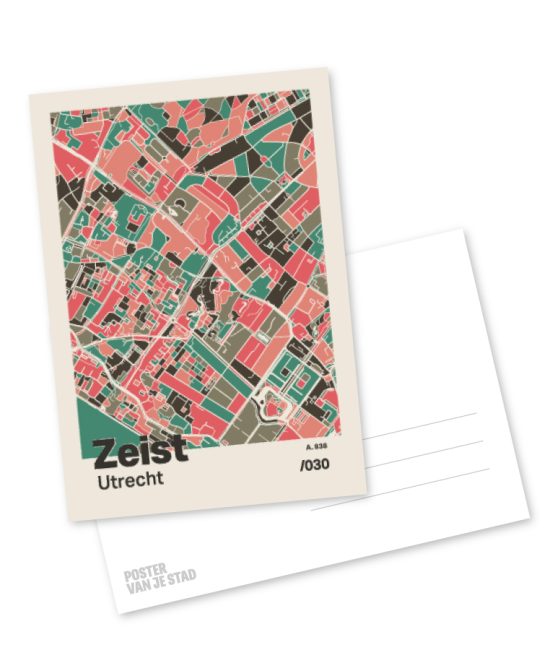 Plattegrond poster Licht Zeist mozaiek stl 02 mockup A6 schaduw voor en achter | Funky Fellow