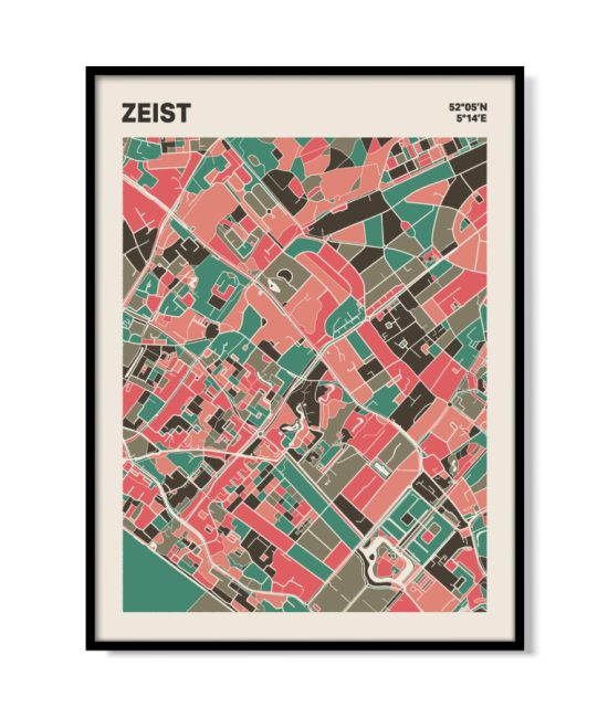 Plattegrond poster Licht Zeist mozaiek stl 02 mockup lijst 05 | Funky Fellow