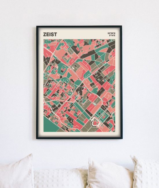 Plattegrond poster Licht Zeist mozaiek stl 02 mockup lijst muur bank 02 | Funky Fellow