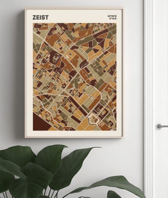 Plattegrond poster Licht Zeist mozaiek stl 03 Mockup muur plant lijst 04 | Funky Fellow