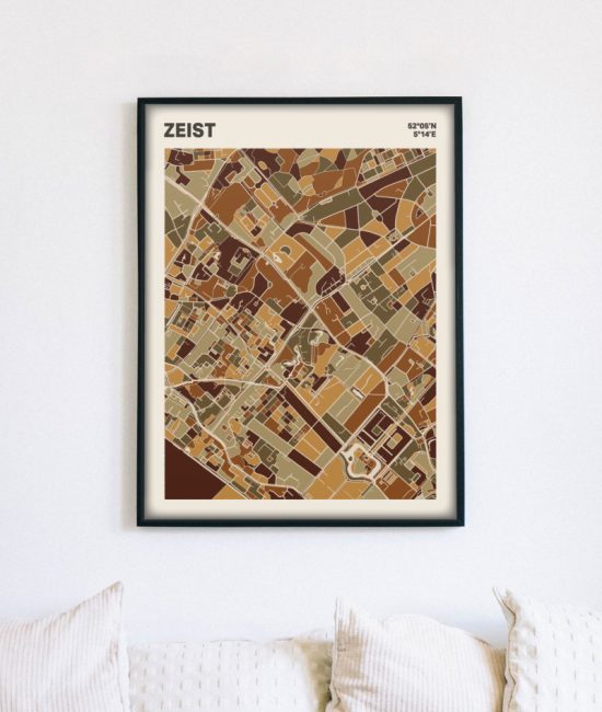 Plattegrond poster Licht Zeist mozaiek stl 03 mockup lijst muur bank 02 | Funky Fellow