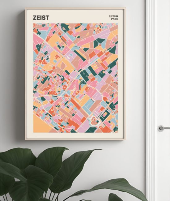 Plattegrond poster Licht Zeist mozaiek stl 04 Mockup muur plant lijst 04 | Funky Fellow