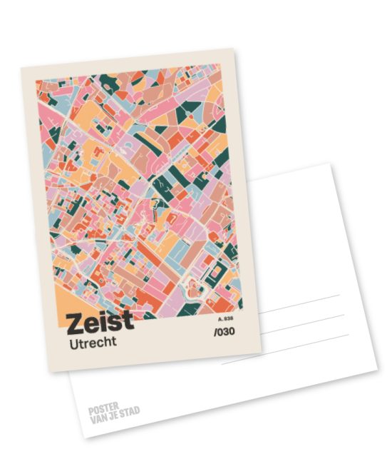 Plattegrond poster Licht Zeist mozaiek stl 04 mockup A6 schaduw voor en achter | Funky Fellow
