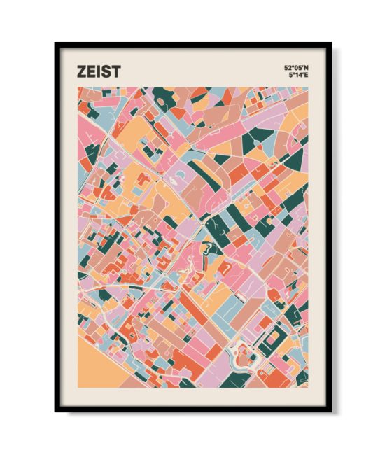 Plattegrond poster Licht Zeist mozaiek stl 04 mockup lijst 05 | Funky Fellow