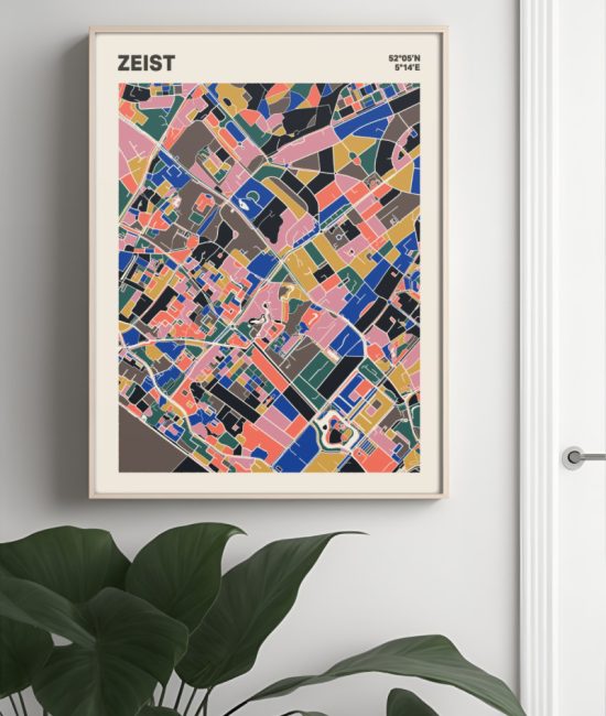 Plattegrond poster Licht Zeist mozaiek stl 05 Mockup muur plant lijst 04 | Funky Fellow