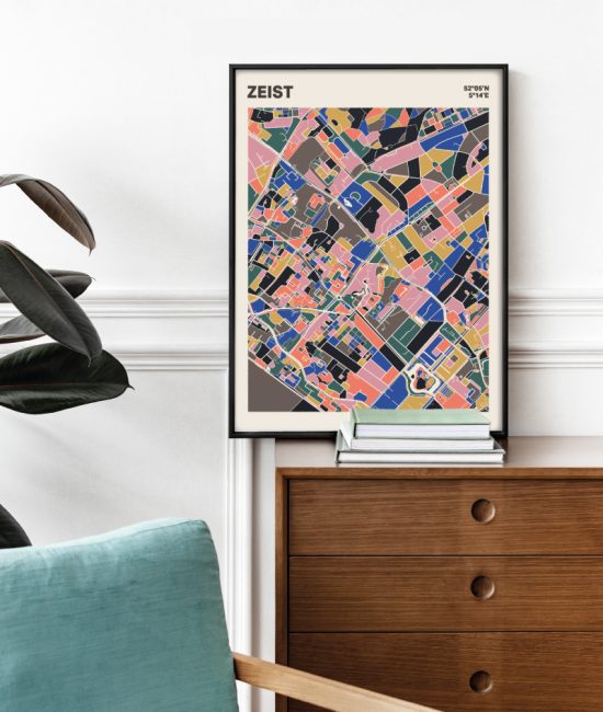Plattegrond poster Licht Zeist mozaiek stl 05 Mockup stoel kast lijst 03 | Funky Fellow