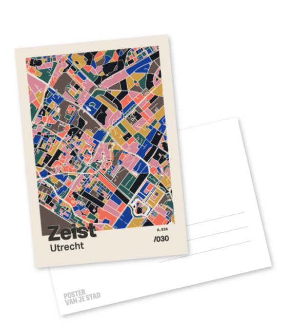 Plattegrond poster Licht Zeist mozaiek stl 05 mockup A6 schaduw voor en achter | Funky Fellow