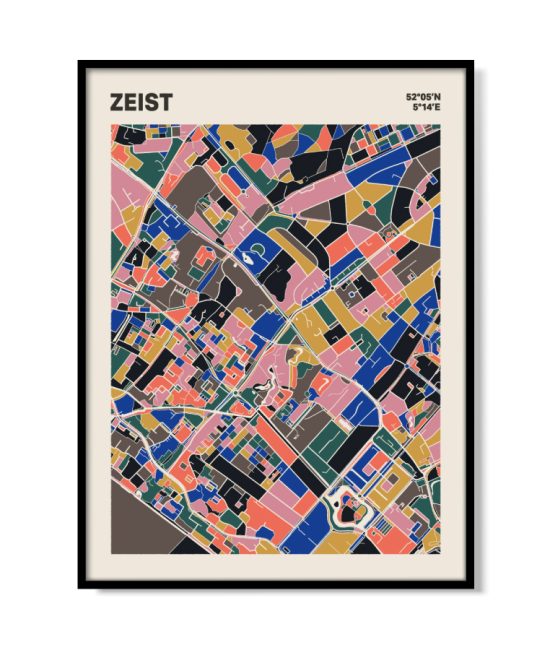 Plattegrond poster Licht Zeist mozaiek stl 05 mockup lijst 05 | Funky Fellow