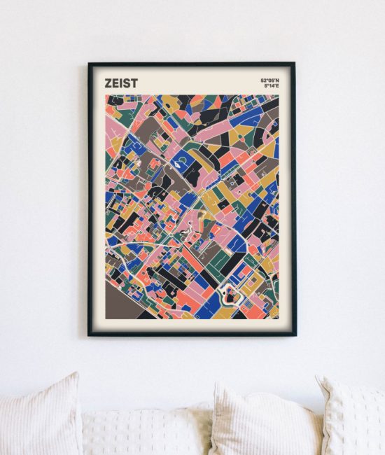 Plattegrond poster Licht Zeist mozaiek stl 05 mockup lijst muur bank 02 | Funky Fellow