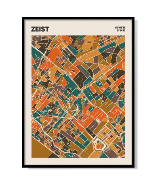 Plattegrond poster Licht Zeist mozaiek stl 06 mockup lijst 05 | Funky Fellow