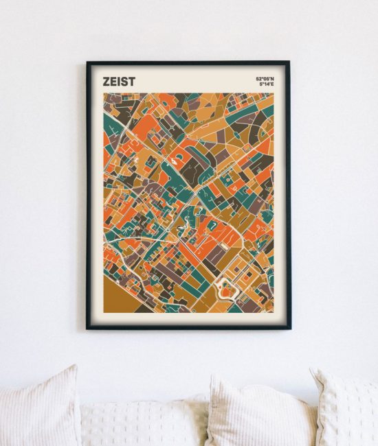 Plattegrond poster Licht Zeist mozaiek stl 06 mockup lijst muur bank 02 | Funky Fellow
