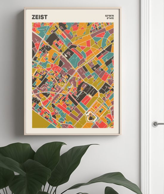 Plattegrond poster Licht Zeist mozaiek stl 07 Mockup muur plant lijst 04 | Funky Fellow