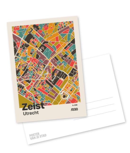 Plattegrond poster Licht Zeist mozaiek stl 07 mockup A6 schaduw voor en achter | Funky Fellow