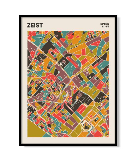 Plattegrond poster Licht Zeist mozaiek stl 07 mockup lijst 05 | Funky Fellow