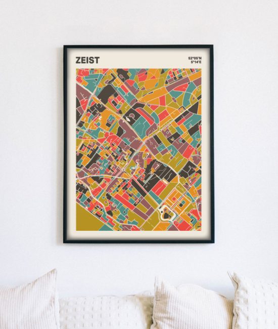 Plattegrond poster Licht Zeist mozaiek stl 07 mockup lijst muur bank 02 | Funky Fellow