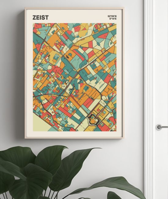 Plattegrond poster Licht Zeist mozaiek stl 08 Mockup muur plant lijst 04 | Funky Fellow