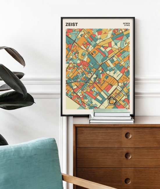 Plattegrond poster Licht Zeist mozaiek stl 08 Mockup stoel kast lijst 03 | Funky Fellow