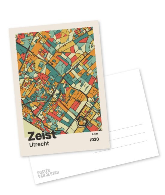 Plattegrond poster Licht Zeist mozaiek stl 08 mockup A6 schaduw voor en achter | Funky Fellow