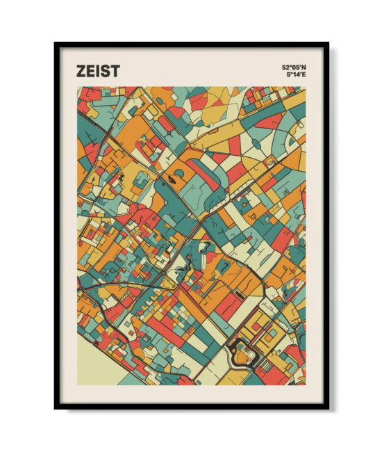 Plattegrond poster Licht Zeist mozaiek stl 08 mockup lijst 05 | Funky Fellow