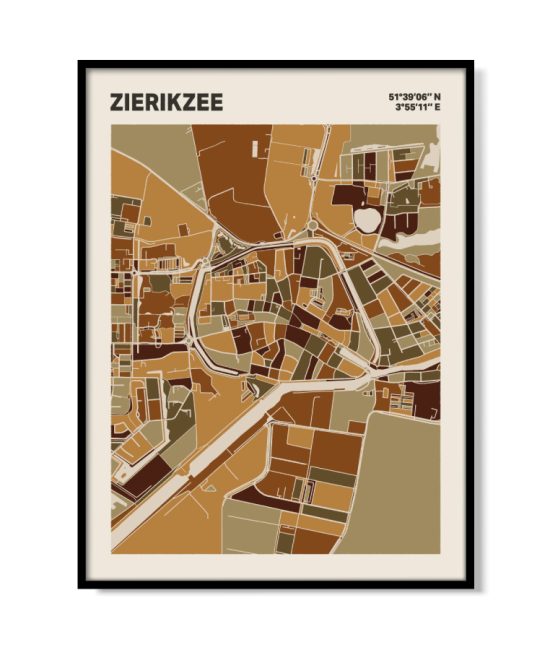 Plattegrond poster Licht Zierikzee mozaiek stl 03 mockup lijst 05 | Funky Fellow
