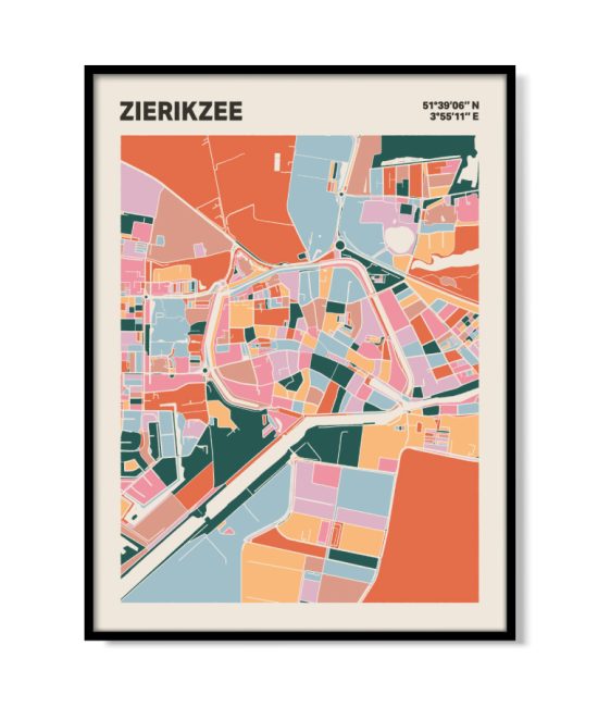 Plattegrond poster Licht Zierikzee mozaiek stl 04 mockup lijst 05 | Funky Fellow