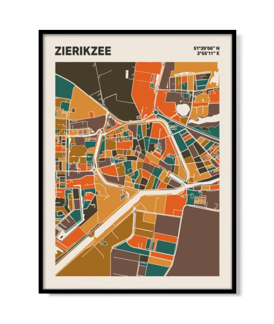 Plattegrond poster Licht Zierikzee mozaiek stl 06 mockup lijst 05 | Funky Fellow