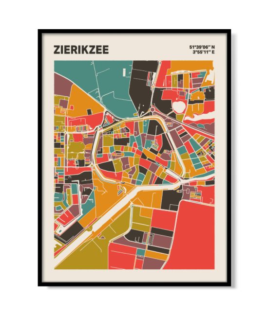 Plattegrond poster Licht Zierikzee mozaiek stl 07 mockup lijst 05 | Funky Fellow