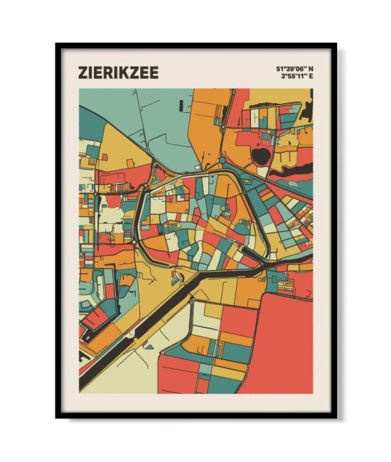 Plattegrond poster Licht Zierikzee mozaiek stl 08 mockup lijst 05 | Funky Fellow